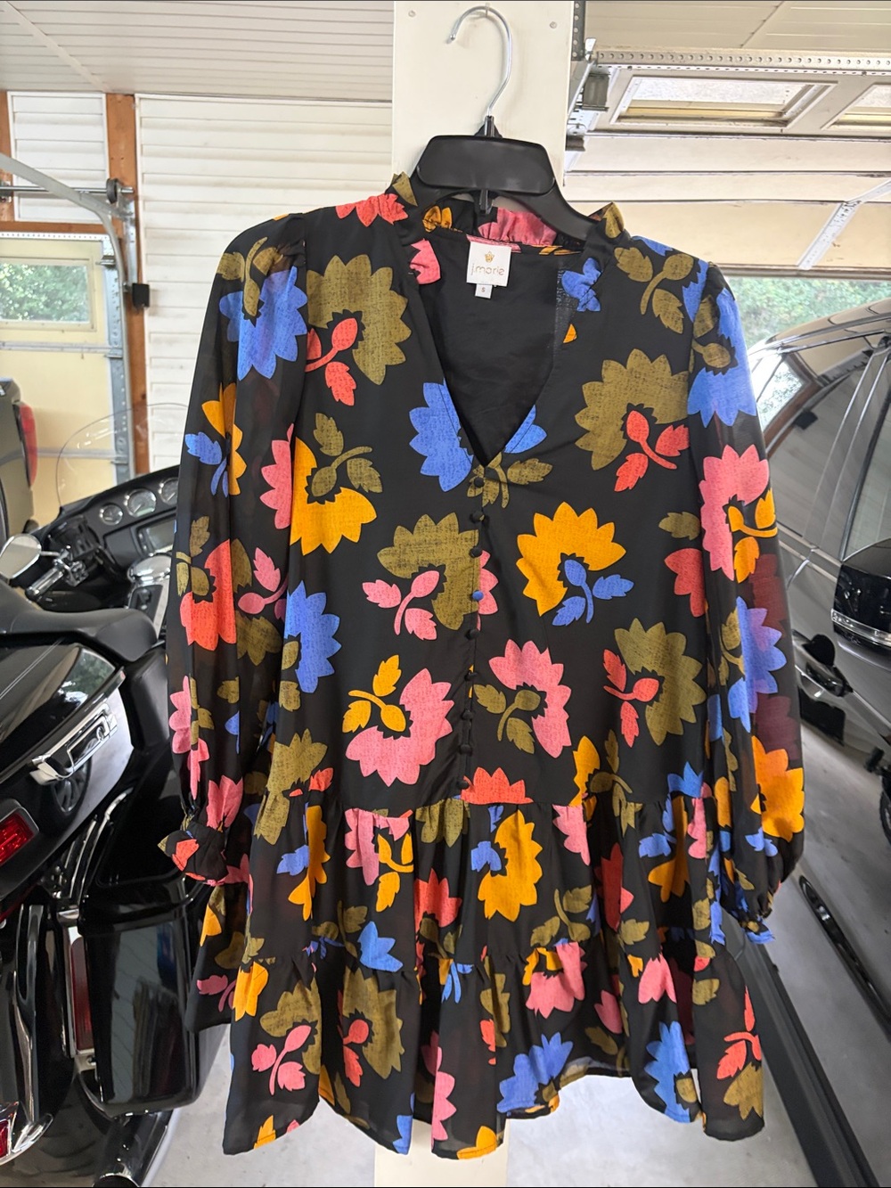 Misa Los Angeles Black Floral Midi Dress